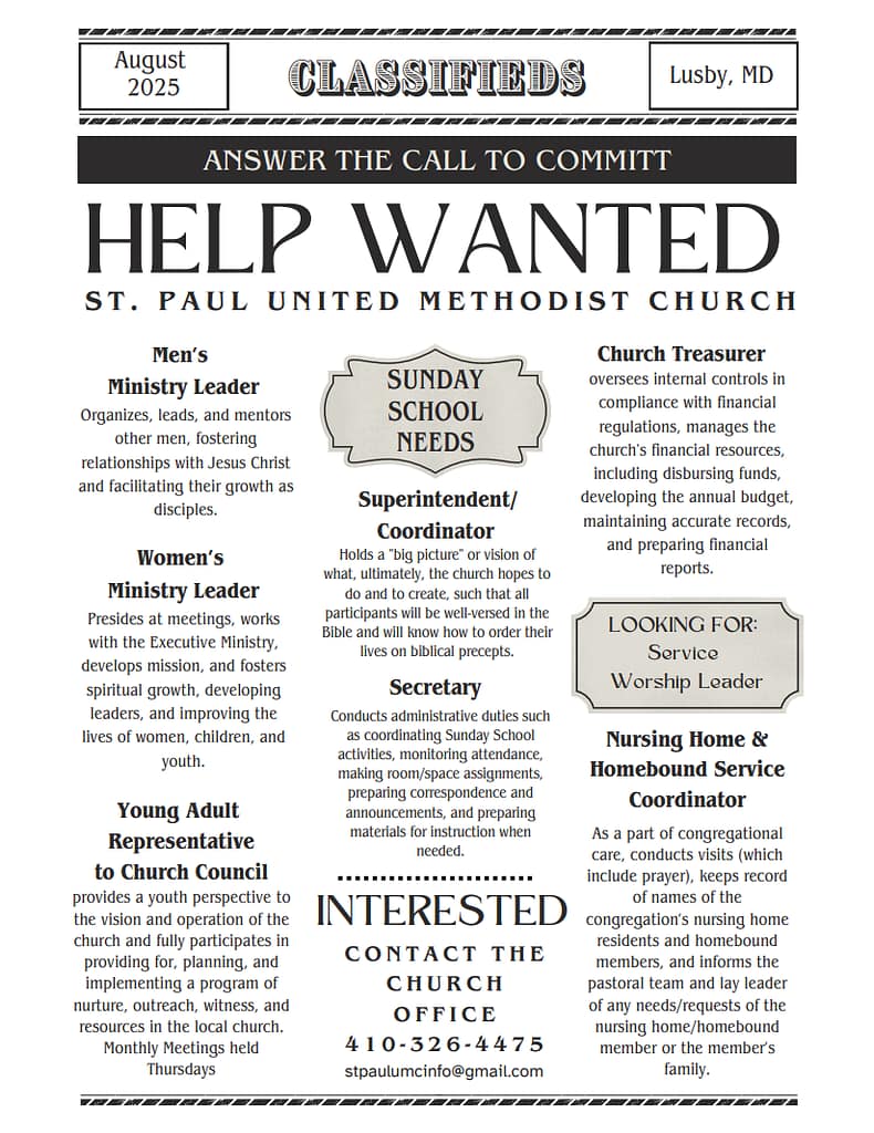 A graphic detailing the available positions at SPUMC.
